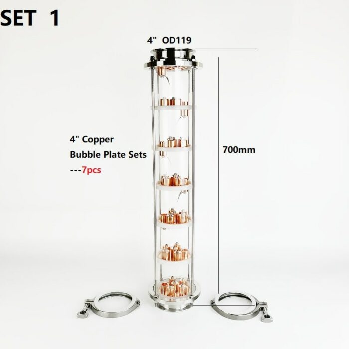 New 4" OD119 Distillation Column With 7pcs Copper Bubble Plates For Distillation,7-Layer High Quality Rectification Column 1