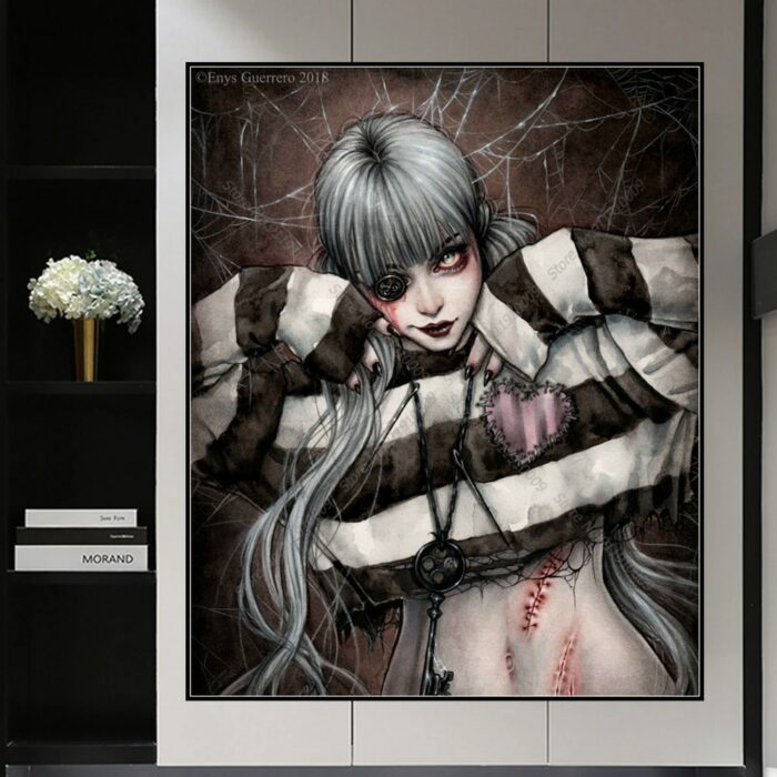 Chilean Painter Vampire Girl Witch Wall Art Home Decor Diamond Painting Mosaic DIY Full Drill Square Cross Stitch Kit Embroidery 3