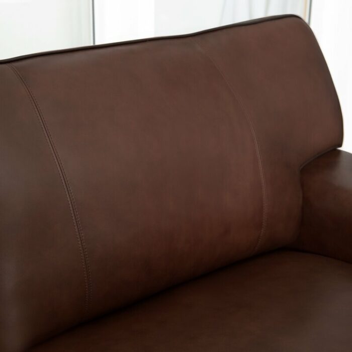 85'' Genuine Leather Pillow Top Arm Sofa Living Room Interior Furniture Simple Modern Retro Two-Seater 4