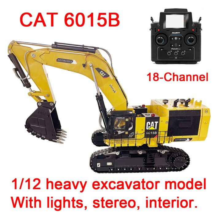 1/12 Heavy Metal Hydraulic Excavator Model 6015B with Headlight Sound RC Excavator Model Toy 1