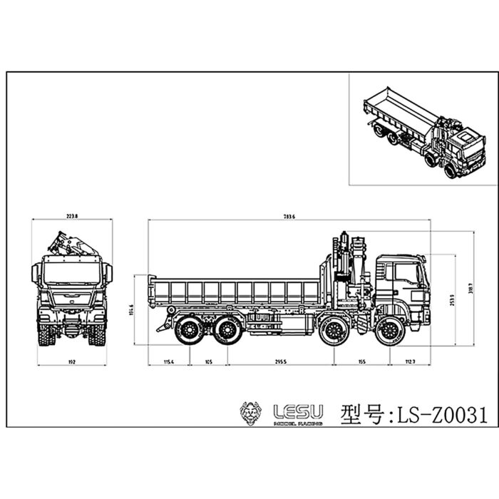 1/14 8x8 RC Tipper Truck LESU Roll on/off Hydraulic Electric Crane Dumper Truck Model Flysky Paladin PL18EV Ready to Work 6