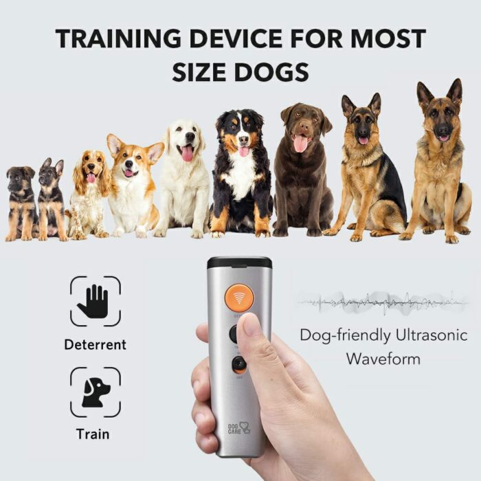 DOGCARE Dog Repeller No Dog Noise Anti Barking Device Ultrasonic Dog Bark Deterrent Devices Training 2-in-1 LED USB Rechargeable 4