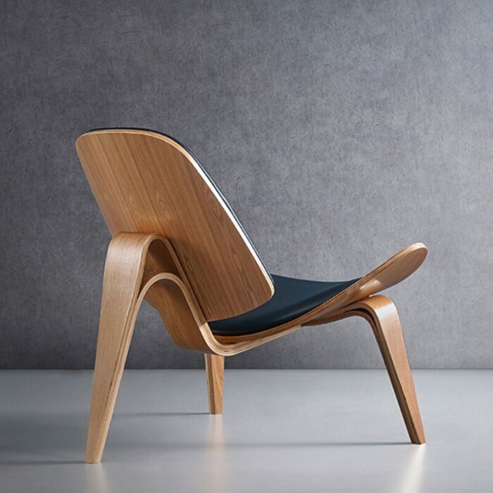 Replica Hans Wegner Style Three-Legged Shell Chair Ash Plywood Fabric Living Room Furniture Modern Lounge Shell Chair 4