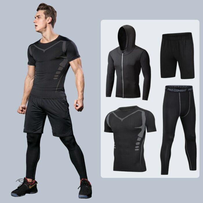 2019 Men's Sport Suits Quick Dry Basketball Sports Running Sets Compression Gym Fitness Sportswear Jogging Running Suits Clothes 4