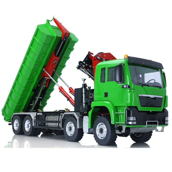 LESU 8*8 RC Dumper Truck 1/14 Roll on/off Hydraulic Crane Tipper Car Assembled Painted Remote Cantrol Car for Adults THZH1310 2