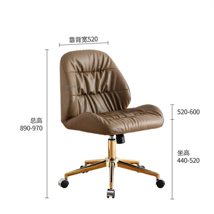 Italian Leather Office Chair for Office Furniture Light Luxury Designer Study Chair Comfortable Sedentary Swivel Computer Chair 5