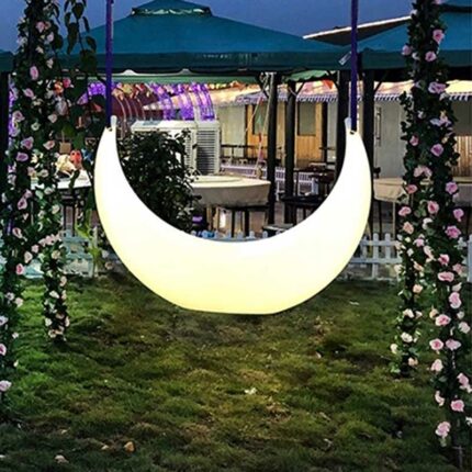 Recreation LED Crescent Moon Lighted Swing Seat Heavy Duty with Rope for Kids Adults IP54 RGB Color Changing with Remote Control 2