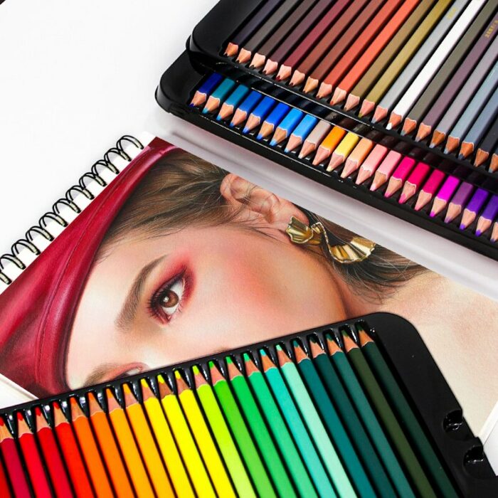 Brutfuner 72/120/180Colored Pencils Professional Set Tin Box Square Trendy Pastel for Drawing Art Sketching Shading Coloring Tin 4