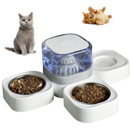 MADDEN Dogs Automatic Feeder 3 IN 1 Cat Bowls Water Fountain Indoor Kitten Feeding Drinker Filter Capacity Pet Feeding Container 1