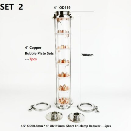 New 4" OD119 Distillation Column With 7pcs Copper Bubble Plates For Distillation,7-Layer High Quality Rectification Column 2