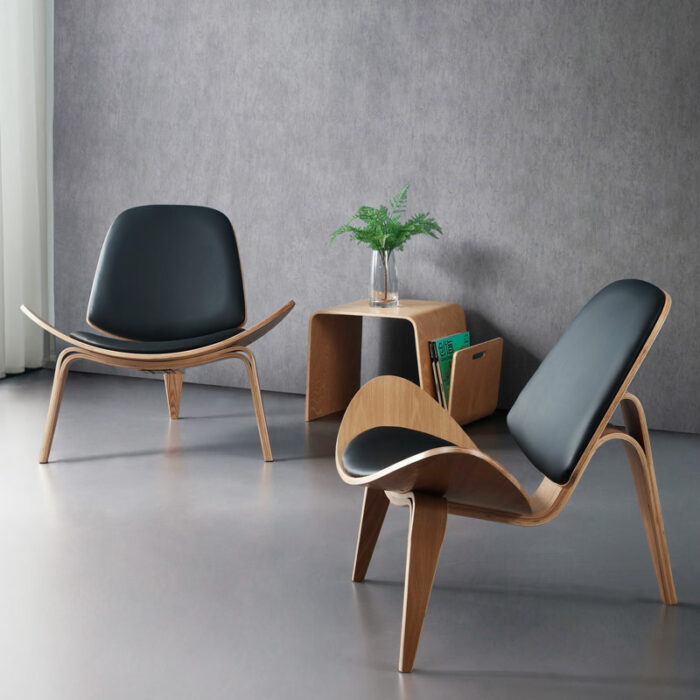 Replica Hans Wegner Style Three-Legged Shell Chair Ash Plywood Fabric Living Room Furniture Modern Lounge Shell Chair 3