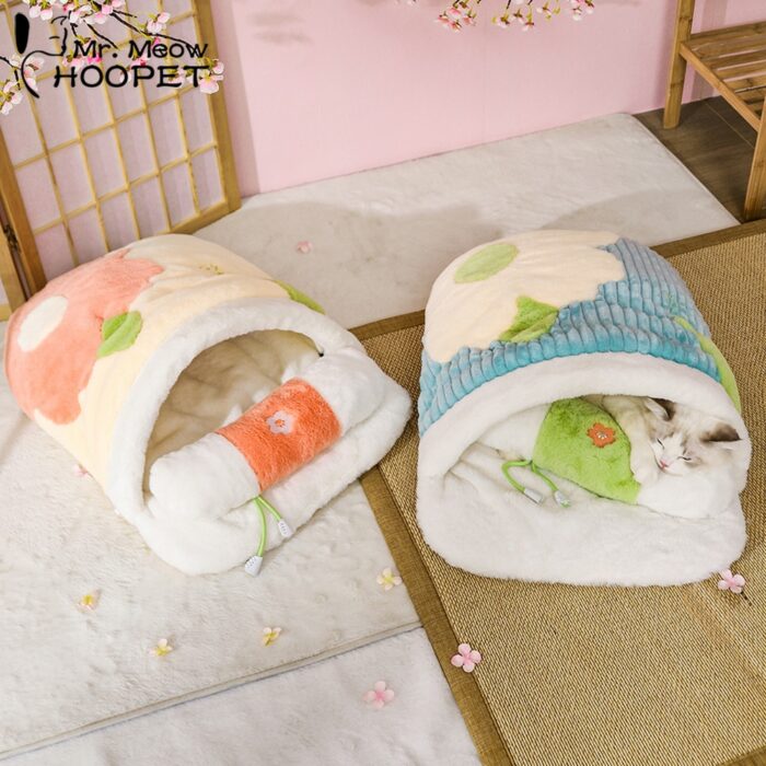 Hoopet Japanese Winter Thick Cat Sleeping Bed Removable Pillow with Funny Cat Rope Warm Cushion for Cats Puppy Dog Sofa Pet Bed 1