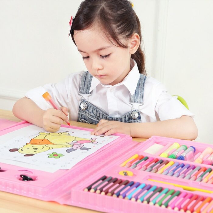 176PCS Kids Gift Creative Painting Graffiti Paint Brush Set Fashion Children Daily Entertainment Toy Art Sets With Easel 4