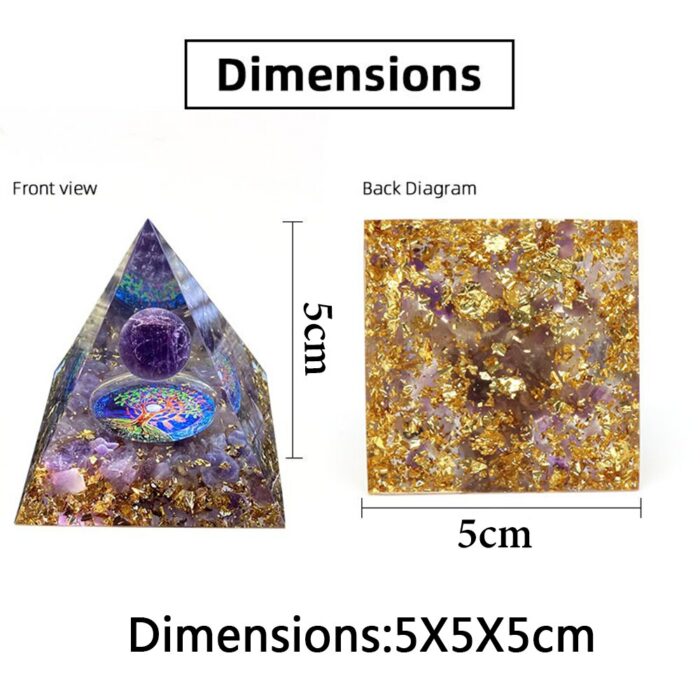 Resin Pyramid Natural Crystals Gravel Stone Energy Generator Reiki Healing Chakra Meditation Ornaments Crafts Office Room Decor 2