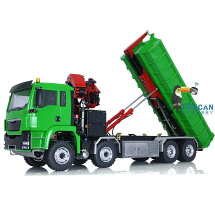 1/14 8x8 RC Tipper Truck LESU Roll on/off Hydraulic Electric Crane Dumper Truck Model Flysky Paladin PL18EV Ready to Work 2