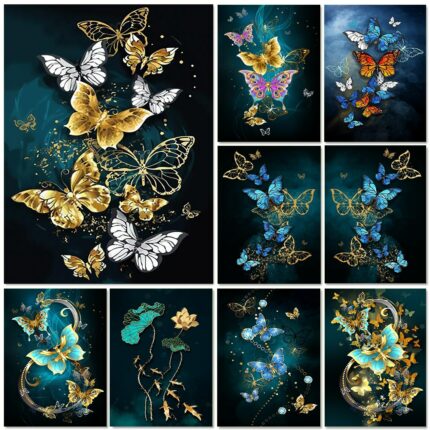 Full Square Diamond Painting Butterfly 5D DIY Diamond Embroidery Animals Cross Stitch Kit Rhinestone Mosaic Art Home Decoration 1