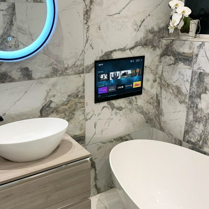 Soulaca 27 inch Smart Black Android IP66 Waterproof Bathroom TV 1080P Full HD with Built-in Wi-Fi, Integrated Speakers for US 5