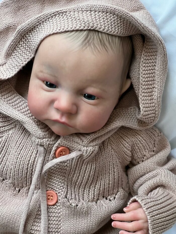 19inch Already Painted Finished Reborn Baby Doll Levi Awake Newborn Baby Size 3D Skin Visible Veins Collectible Art Doll 5