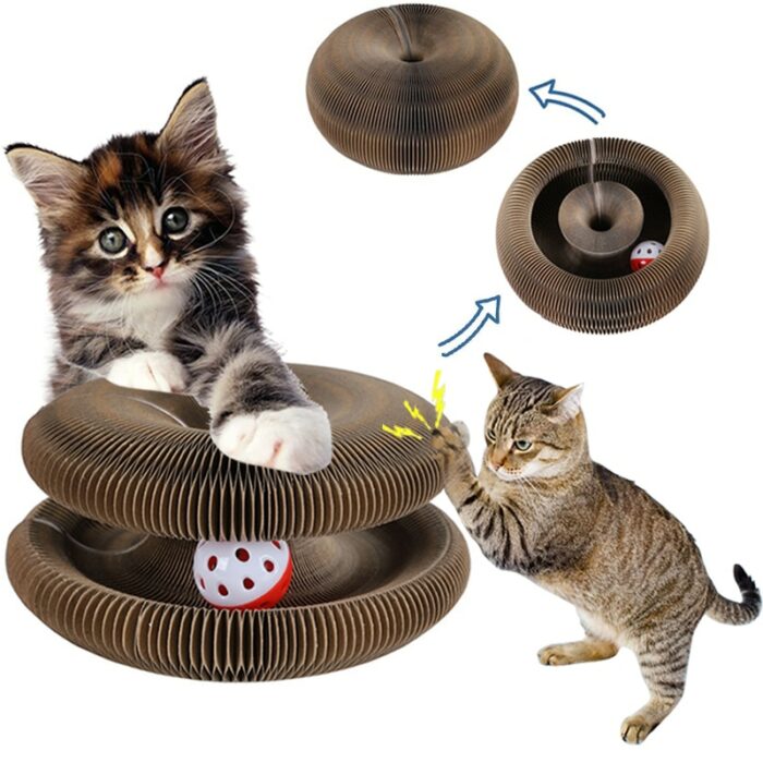 Pet Cat Toy Scratch Board Magic Organ With Catnip Bell Ball Round Accessories Gatos Scratching Grinding Claw Chase Interactive 1