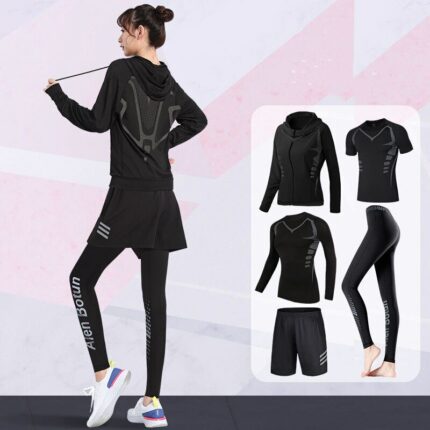 Running Set Women Sport Suit Yoga Tights Quick Dry Fit Jogging Training Sportswear Workout Female Gym Fitness Tracksuits Clothes 2