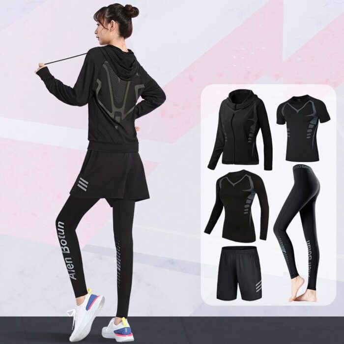 Running Set Women Sport Suit Yoga Tights Quick Dry Fit Jogging Training Sportswear Workout Female Gym Fitness Tracksuits Clothes 2