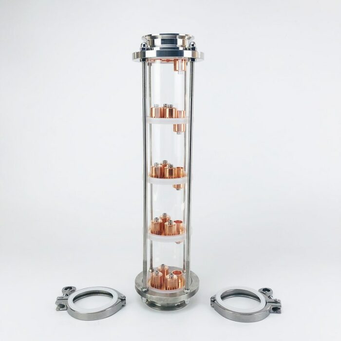 3"(76mm)OD91 Distillation Column With 5pcs Copper Bubble Plates For Distillation,5-Layer High Quality Glass Rectification Column 1