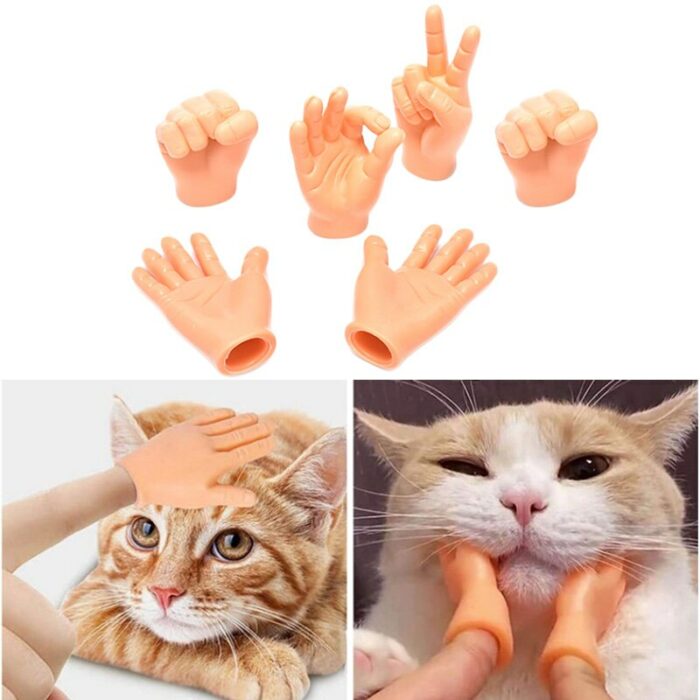 1PC Funny Cat Toy Little Finger Silicone Gloves Cat Massage Tool Finger Puppets Mini Tiny Hands Dog Finger Puppet Toy 1