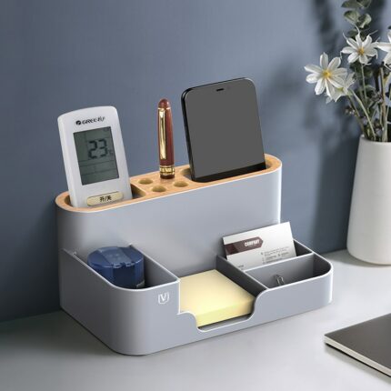 Office Desktop Stationery Storage Box Compartment Storage Office Supplies Simple Plastic Pen Holder Pen Holder Stationery 1