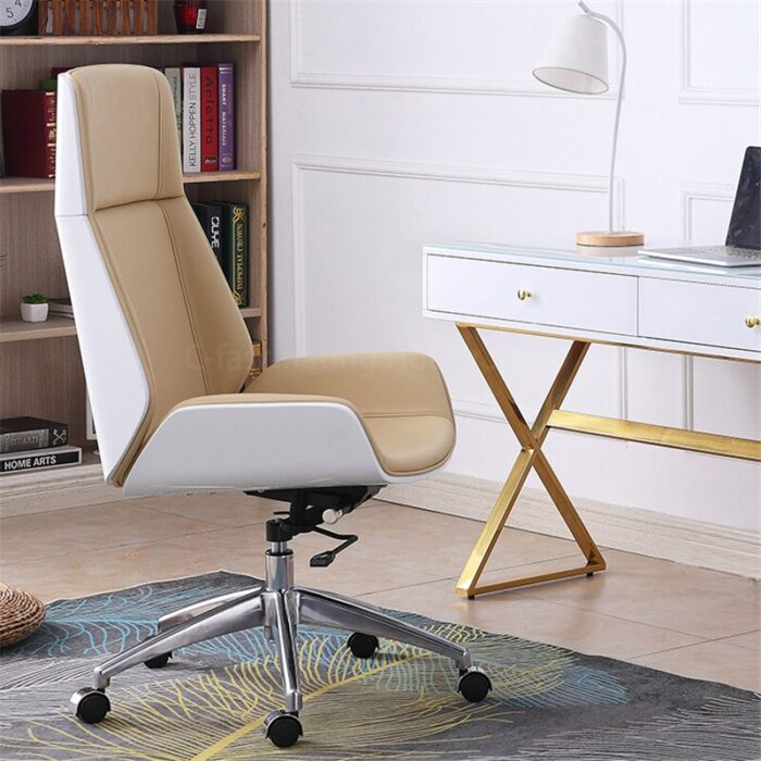 Modern Office Chair Reclning High-Back Bentwood Swivel Computer Chair Micro Fiber Leather Office Furniture Conference Armchair 4