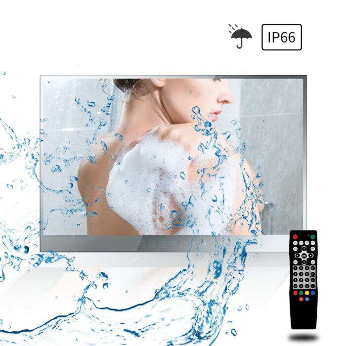 Soulaca 22 inch Touchscreen Bathroom TV Luxury Smart Mirror TV IP66 Waterproof Full HD with Wi-fi & Bluetooth (2022 Model) for U 2