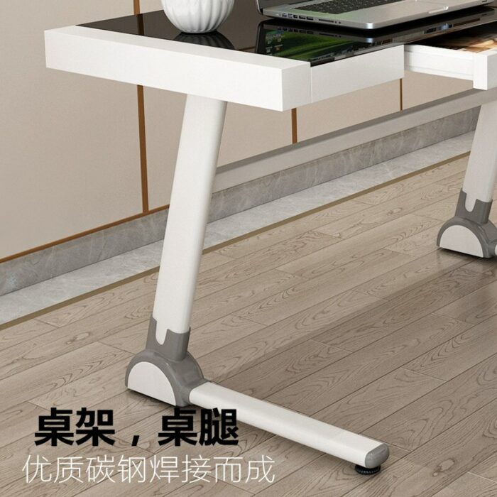 Simple Computer Desk Desktop Home Tempered Glass Simple and Convenient Writing Gaming Table Commercial Furniture Metal Modern 5