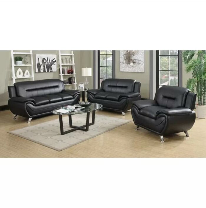 3 Piece Faux Leather Living Room Set for Living Room Furniture 2