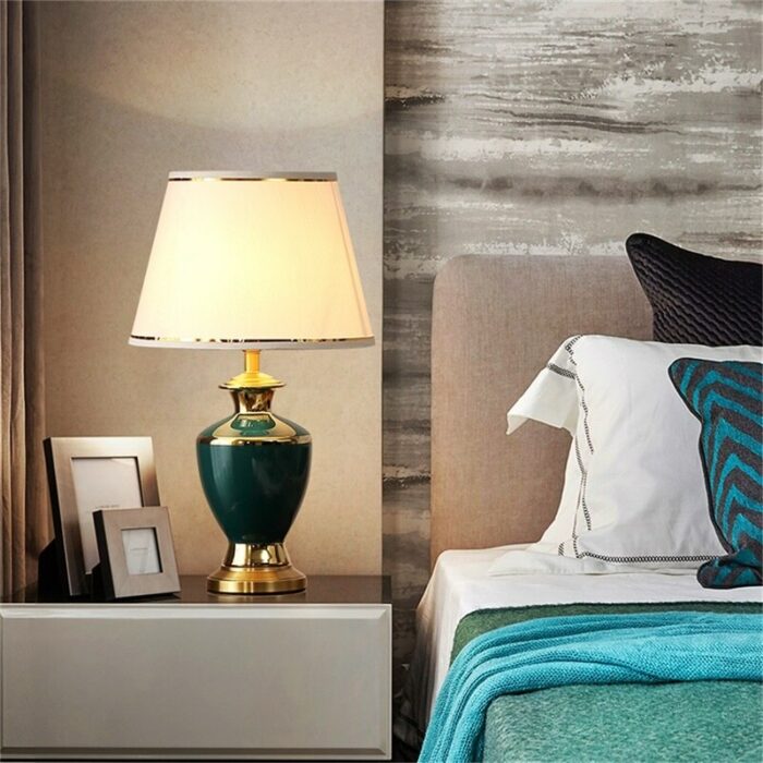 BROTHER Ceramic Table Lamps Brass Desk Light Dimmer Home Decoration for Living Room Bedroom Corridor Hotel 4