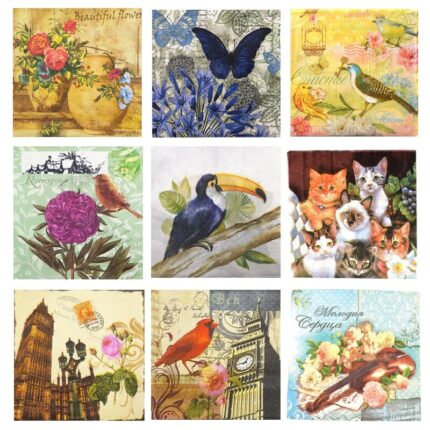 30 Sheets Assorted Paper Napkins for Decoupage Art Retro Vintage Decoupage Tissue Decorative Craft Decoupage Papers 2