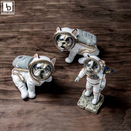 Creative Aviation Space Dog Cat Astronaut Figurine Figure Statue Sculpture Living Room Office Ornaments Home Decor Decoration 1