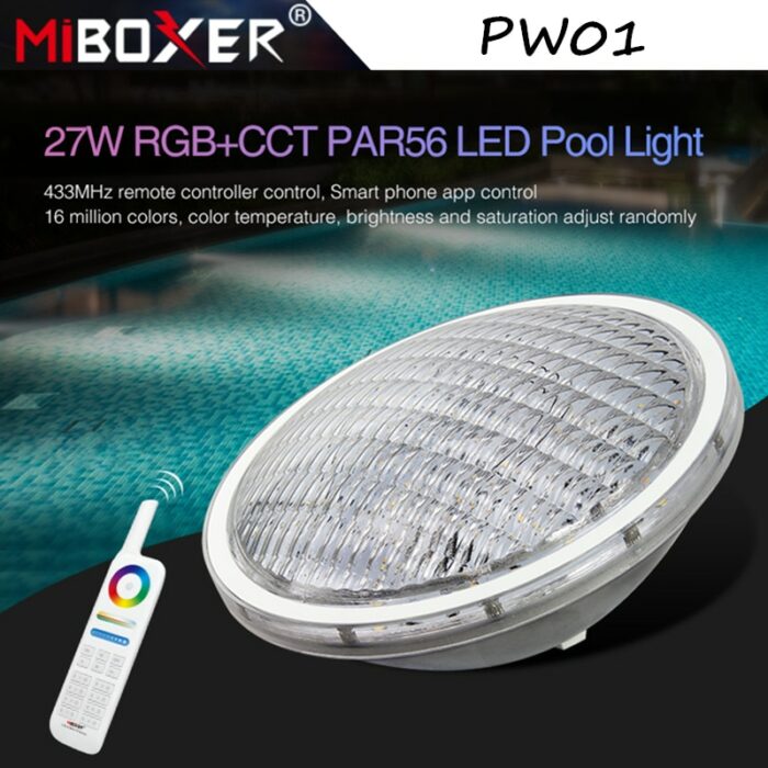 Miboxer 27W RGB+CCT PAR56 LED Pool Light AC12V/DC12-24V IP68 underwater lamp 433MHz RF Control AC12V / DC12~24V Dimmable 1