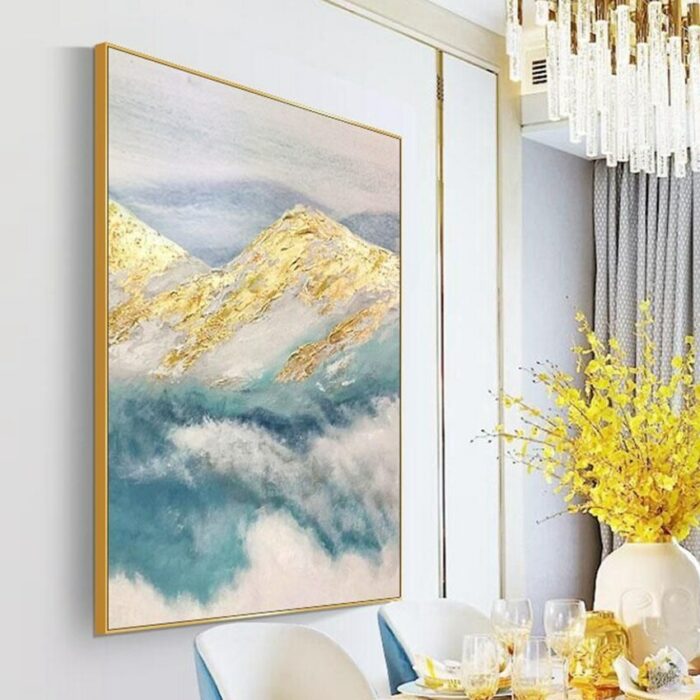 Big Hill Handmade Canvas Gold Foil Oil Painting Hanging Poster Wall Decor Art Living Room Bedroom Hotel Office High-grade Mural 4