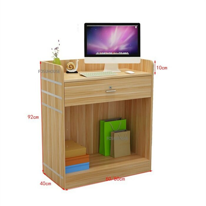 Nordic Wood Simple Small Cashier Desk Contemporary Furniture Convenience Store Supermarket Reception Desk Podium Writing Desk 6