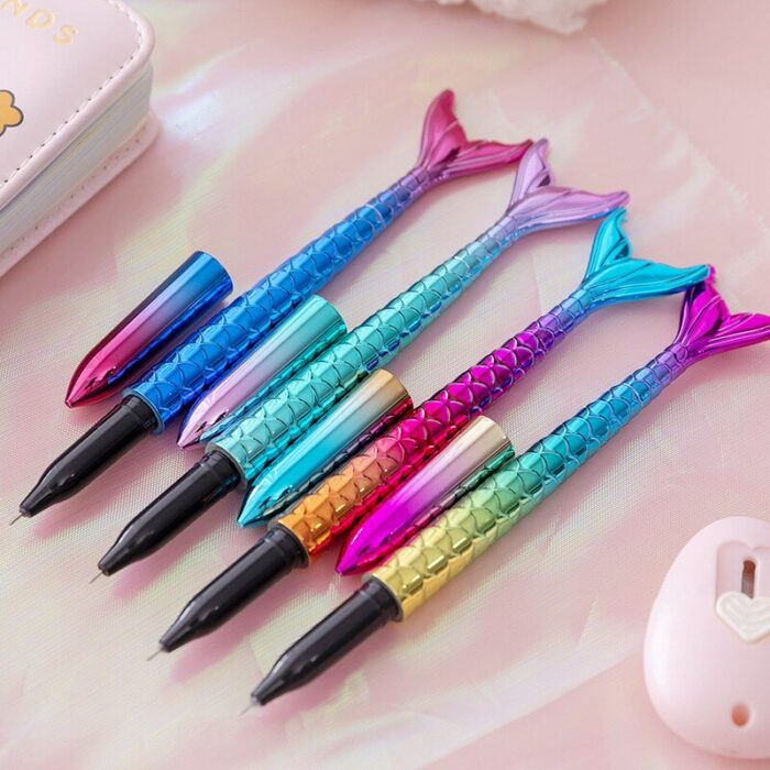 30Pcs Simple Mermaid Neutral Pens 0.5mm Black Ink Student Small Fresh Cartoon Personality Girl Water Pen Kawaii School Supplies 4