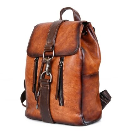 Natural Skin Women Backpack For Girls School Book Bags Daypack Knapsack Retro Female Travel Laptop Bag Genuine Leather Rucksack 2