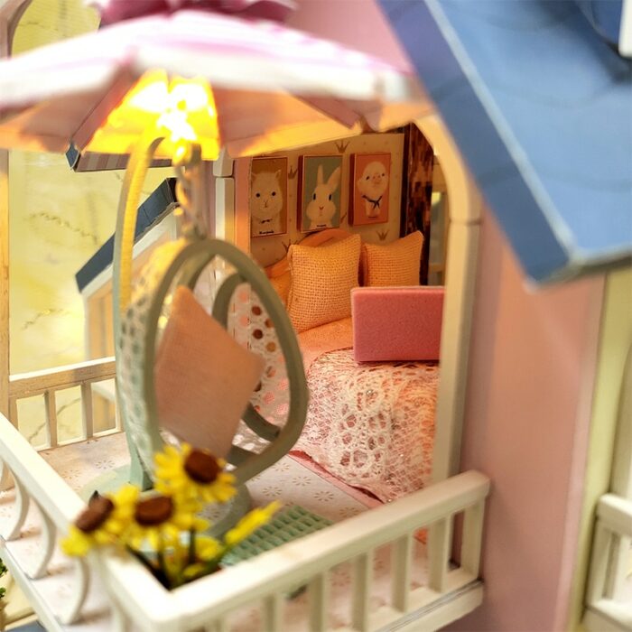 DIY Dollhouse Kit with Music DIY Miniature House Kit with Furniture Handmade Crafts for Adults Miniature Dollhouse Gifts 5