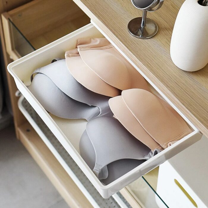 Kitchen Self-Adhesive Under Desk Hidden Drawer Organizer Holder Under Desk Drawer Storage Big Pencil Tray Set for Office Bedroom 5