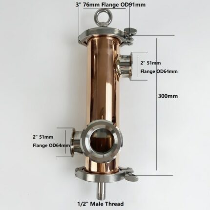 3"(76mm) FlangeOD91 Copper Gin Basket Set For Homebrew With Filter Basket Of V-680ml ,Connector 3"*3"X2"*2",Long Type Gin Basket 2