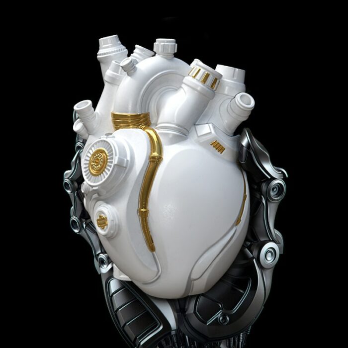 Resin Heart Vase Cyberpunk Heart Statue Technology Flower Container Pots Sculpture Desktop Home Decoration Ornament Craft Gift 3