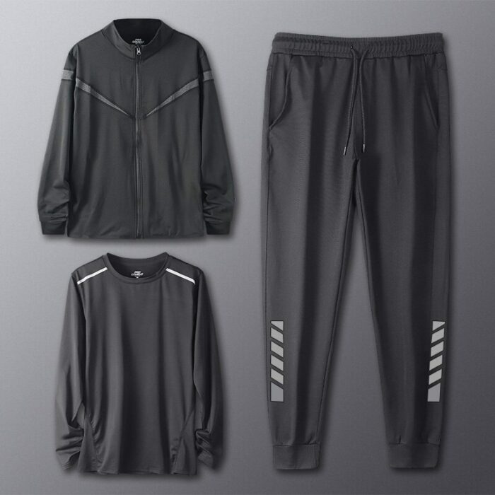 Reflective Running Tracksuits Men's Jogging Sets Basketball Soccer Shirts Pants Gym Tights Suits Husband Sports Training Clothes 3