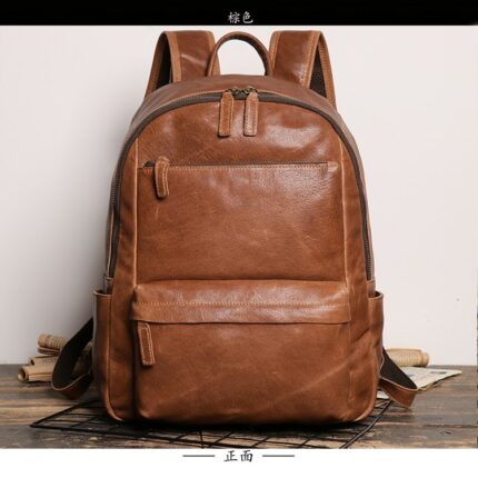 Leather Men's Backpack European and American Fashion Travel Bag Vintage Head First Layer Cowhide Leisure Backpack 1