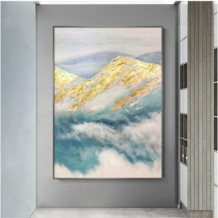 Big Hill Handmade Canvas Gold Foil Oil Painting Hanging Poster Wall Decor Art Living Room Bedroom Hotel Office High-grade Mural 3