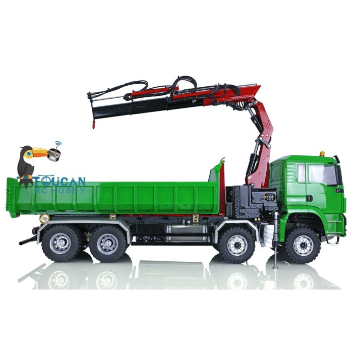 1/14 8x8 RC Tipper Truck LESU Roll on/off Hydraulic Electric Crane Dumper Truck Model Flysky Paladin PL18EV Ready to Work 4