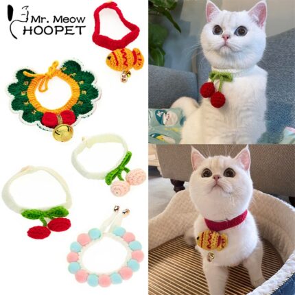 Hoopet Cat Accessories Wool Bells Christmas Collar For Cats Pet Decoration Cute Collar Cherry Collar For Cat Small Fish Collar 1