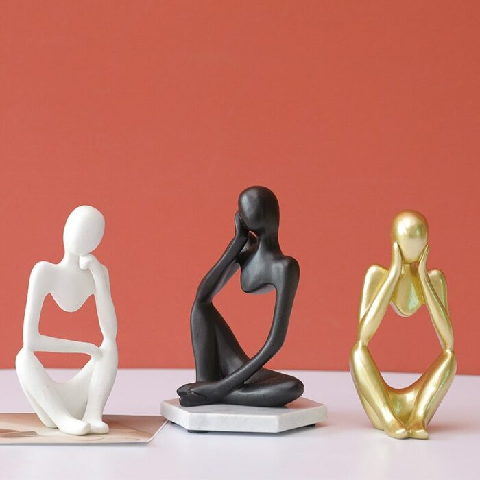 Modern European Style Resin Abstract Thinker Statue For Decoration Simple Sculpture Figurine Hotel Office Home Decor 2